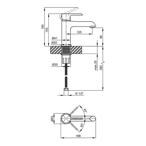 Смеситель для раковины Qtap Grand CRM 001F - PRORAB image-1