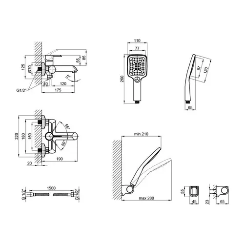 Смеситель для ванны Qtap Grand CRM 006 - PRORAB image-1