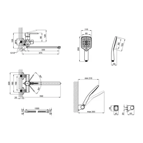 Смеситель для ванны Qtap Grand CRM 005 - PRORAB image-1