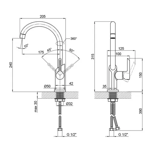 Смеситель для кухни Qtap Grand WCR 007F - PRORAB image-1