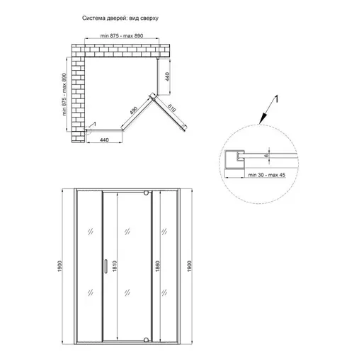 Душевая кабина Qtap Leo CRM10995-AC6 90х90 см, стекло Clear 6 мм без поддона - PRORAB image-1