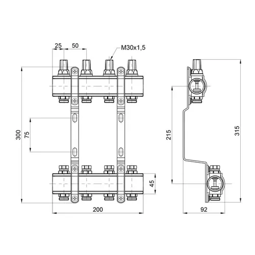 Коллектор SD Forte 1" 4 выхода SF002W4 - PRORAB image-1