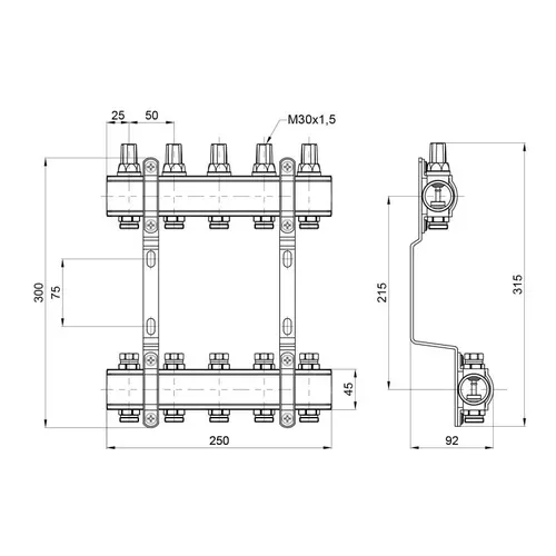 Коллектор SD Forte 1" 5 выходов SF002W5 - PRORAB image-1