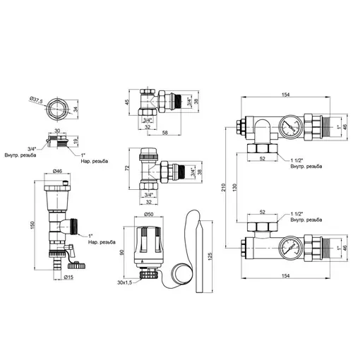 Смесительная группа SD Forte 1'' без байпаса SF006W25 - PRORAB image-1