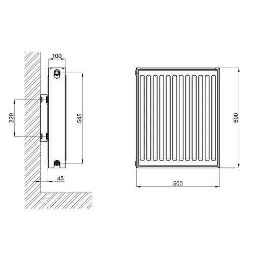 Радиатор стальной Thermo Alliance 22 тип 600х500 боковое подключение - PRORAB image-1