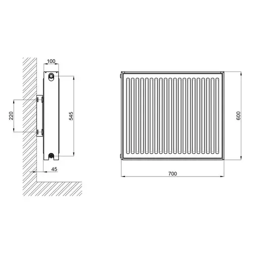 Радиатор стальной Thermo Alliance 22 тип 600х700 боковое подключение - PRORAB image-1