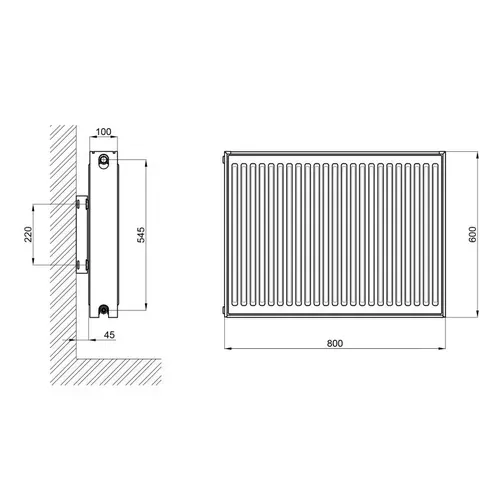 Радиатор стальной Thermo Alliance 22 тип 600х800 боковое подключение - PRORAB image-1