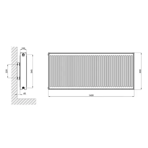 Радиатор стальной Thermo Alliance 22 тип 600х1400 боковое подключение - PRORAB image-1