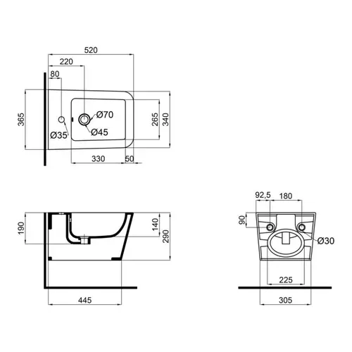 Биде подвесное Qtap Crow 520х360х290 White QT05555370W - PRORAB image-1