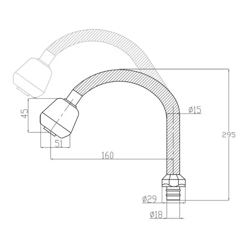 Излив для кухни Lidz (CRM) 54 01 260 00 - PRORAB image-1