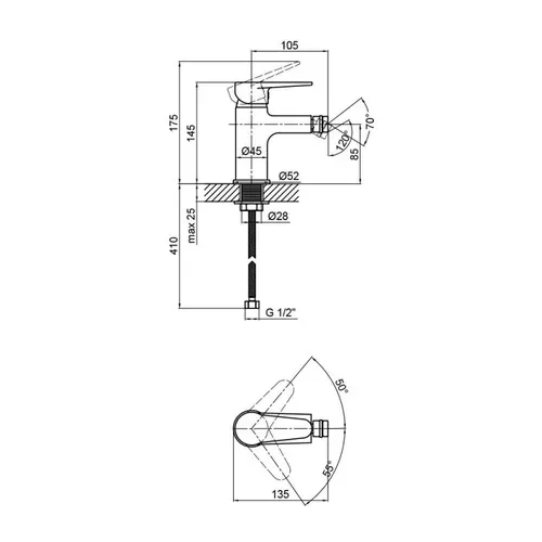 Смеситель для биде Lidz (BLA) 14 43 001AF - PRORAB image-1