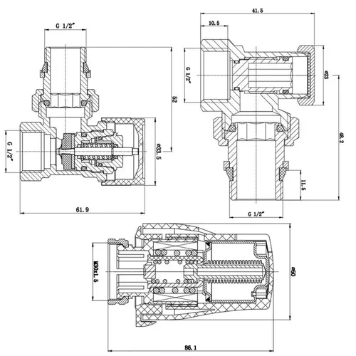 Комплект термостатический SD Forte 1/2" для радиатора угловой SF256W15 - PRORAB image-1