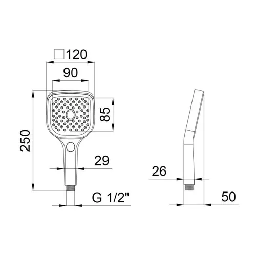 Лейка для ручного душа Qtap Rucni A120N3KCB - PRORAB image-1