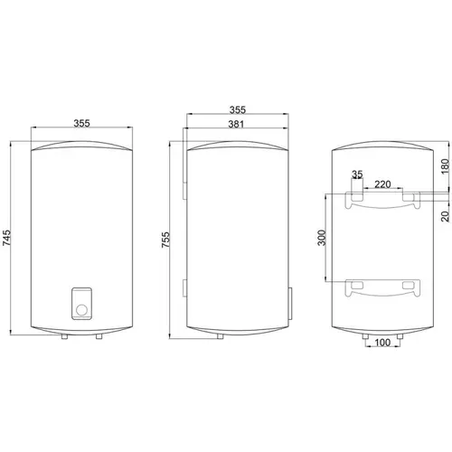 Водонагреватель Thermo Alliance Slim 50 л, сухой ТЭН 2х(0,8+1,2) кВт (D50V20J(D)1-K) - PRORAB image-1