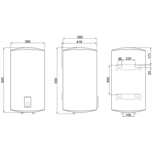 Водонагреватель Thermo Alliance Slim 80 л, сухой ТЭН 2х(0,8+1,2) кВт (D80V20J(D)2-K) - PRORAB image-1