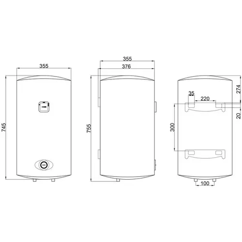 Водонагреватель Thermo Alliance Slim 50 л, мокрый ТЭН 1,5 кВт (D50V15Q1) - PRORAB image-1