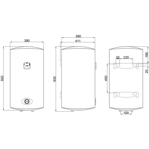 Водонагреватель Thermo Alliance Slim 80 л, мокрый ТЭН 1,5 кВт (D80V15Q2) - PRORAB image-1