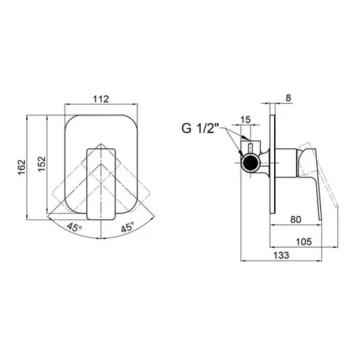 Смеситель скрытого монтажа для душа Qtap Namesti 6025102NC - PRORAB image-1