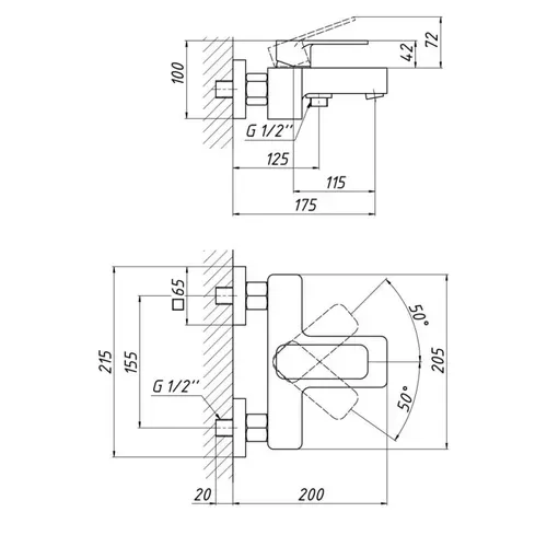 Смеситель для ванны Qtap Namesti 3025102DC - PRORAB image-1