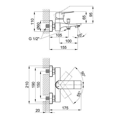 Смеситель для ванны Qtap Nihonto 3022101DC - PRORAB image-1