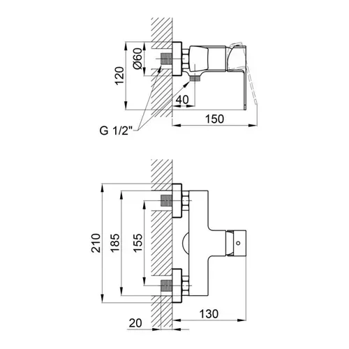 Смеситель для душа Qtap Lipno 4023101C - PRORAB image-1