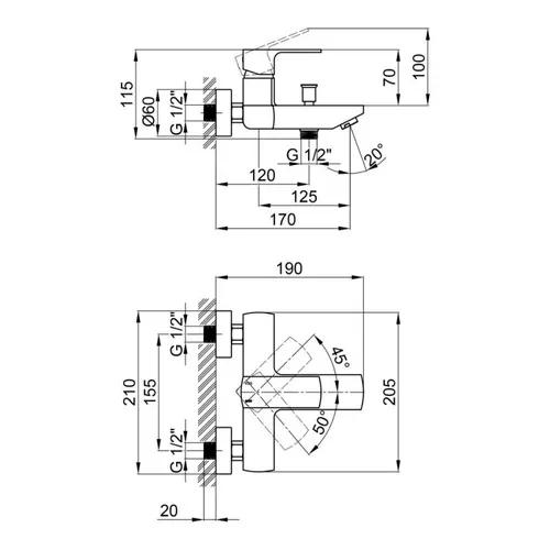 Смеситель для ванны Qtap Lipno 3023101DC - PRORAB image-1