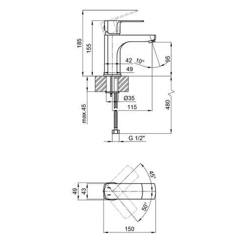 Смеситель для раковины Qtap Lipno 1023101CB - PRORAB image-1