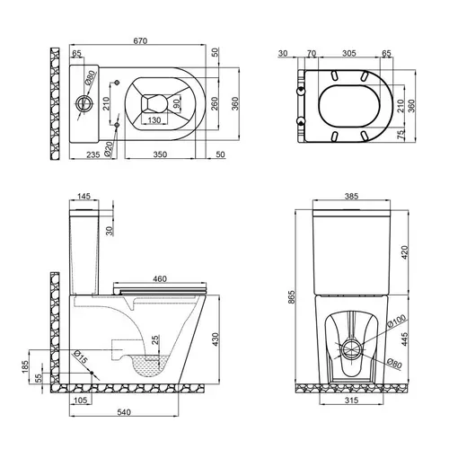 Унитаз-компакт Qtap Scorpio безободковый с сиденьем Soft-close QT14222125ARMB - PRORAB image-1