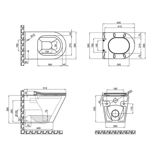 Унитаз подвесной Qtap Scorpio безободковый с сидением Soft-close QT1433053ERMB - PRORAB image-1