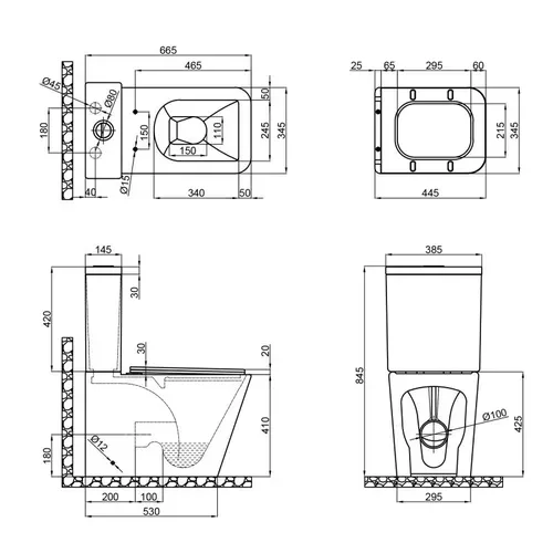 Унитаз-компакт Qtap Tern безободковый с сиденьем Soft-close QT17222093ARW - PRORAB image-1