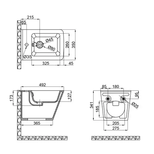 Биде подвесное Qtap Tern 485x345x330 White QT1755052FW - PRORAB image-1