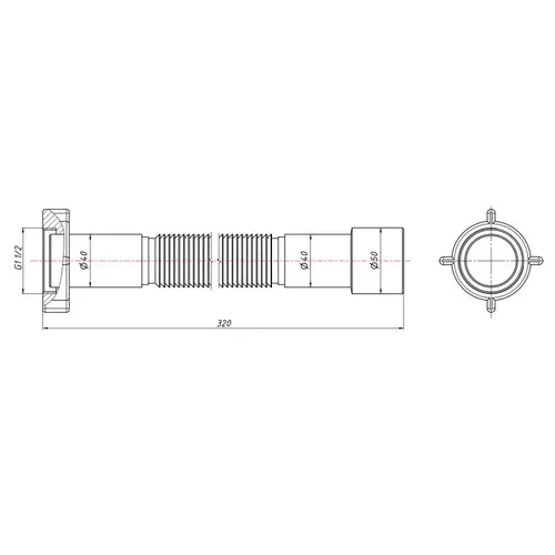 Гибкая труба Lidz (WHI) 60 01 G002 00 с накидной гайкой 1 1/2" длина 600 мм - PRORAB image-1