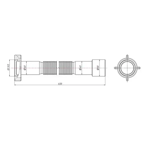 Гибкая труба Lidz (WHI) 60 01 G002 01 с накидной гайкой 1 1/2" длина 1200 мм - PRORAB image-1