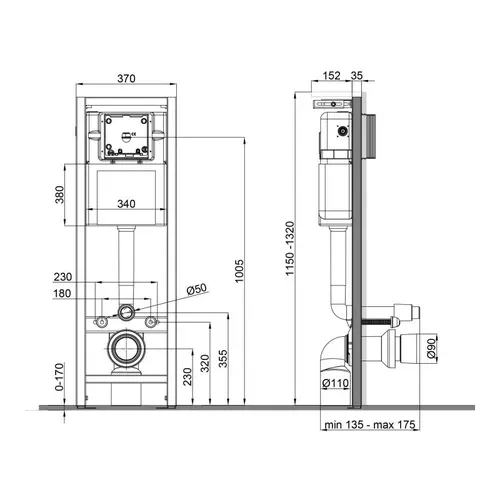 Инсталляция для унитаза Qtap Nest Uni QT0233M370 - PRORAB image-1