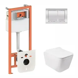 Набор Qtap инсталляция 3 в 1 Nest QT0133M425 с панелью смыва квадратной QT0111M06028CRM + унитаз с сиденьем Crow QT05335170W - PRORAB image-14