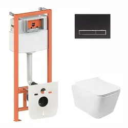 Набор Qtap инсталляция 3 в 1 Nest QT0133M425 с панелью смыва линейной QT0111M08V1091MB + унитаз с сиденьем Crow QT05335170W - PRORAB image-12