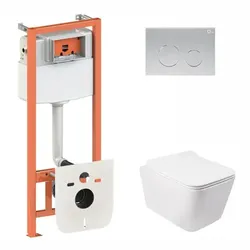 Набор Qtap инсталляция 3 в 1 Nest QT0133M425 с панелью смыва круглой QT0111M11111SAT + унитаз с сиденьем Crow QT05335170W - PRORAB image-14