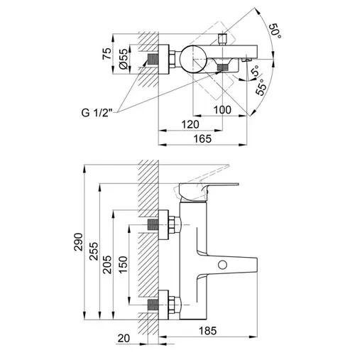 Смеситель для ванны Qtap Stenava 3045102DC - PRORAB image-1