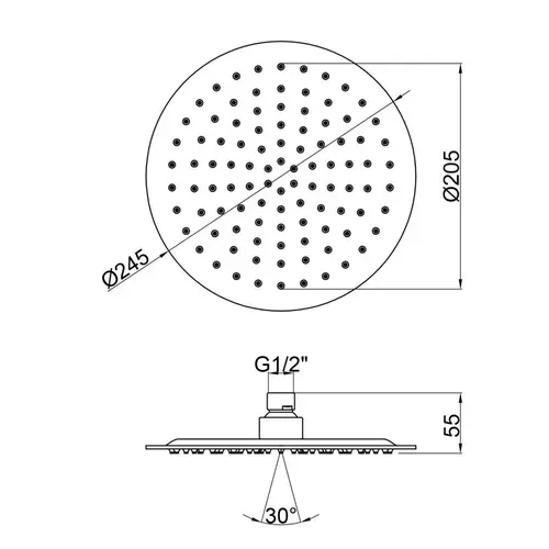 Лейка для верхнего душа Lidz (CRM) 51 10 103 25, Ø25 см - PRORAB image-1