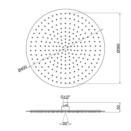 Лейка для верхнего душа Lidz (CRM) 51 10 103 40, Ø40 см - PRORAB image-1