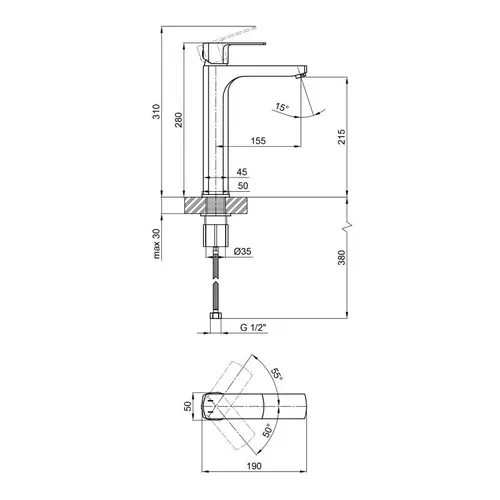 Смеситель для раковины Qtap Lipno 10H23101G - PRORAB image-1