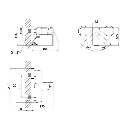 Смеситель для душа Qtap Lipno 4023101G - PRORAB image-1