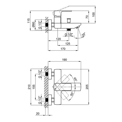 Смеситель для ванны Qtap Lipno 3023101DG - PRORAB image-1