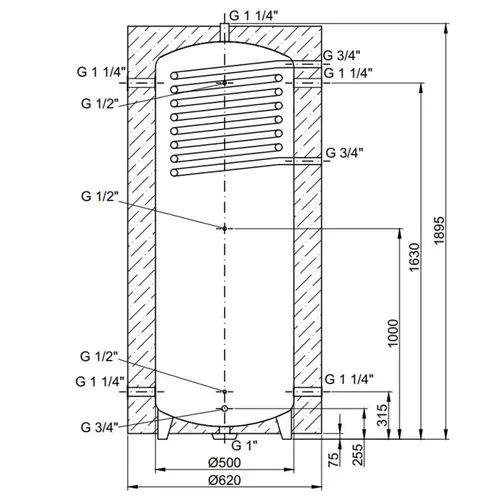 Теплоаккумулятор Thermo Alliance TAI-10 350 с теплообменником 1,4 кв. м с изоляцией 60 мм - PRORAB image-1