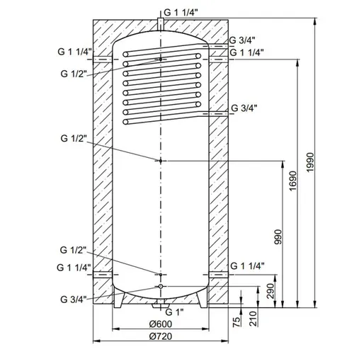 Теплоаккумулятор Thermo Alliance TAI-10 500 с теплообменником 1,4 кв. м с изоляцией 60 мм - PRORAB image-1