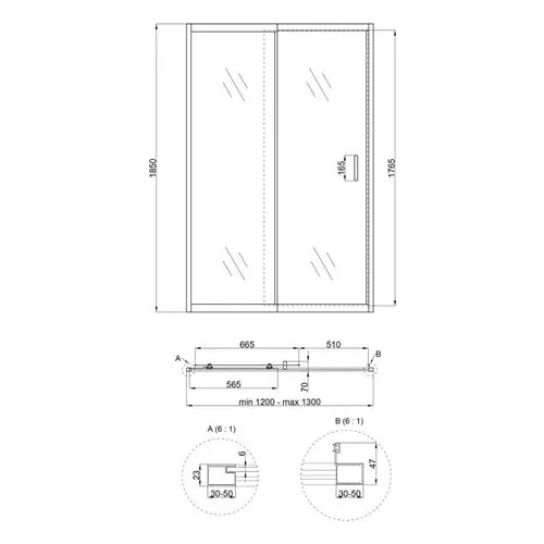 Душевая дверь в нишу Qtap Taurus CRM2012-13.C6 120-130x185 см, стекло Clear 6 мм, покрытие CalcLess - PRORAB image-3