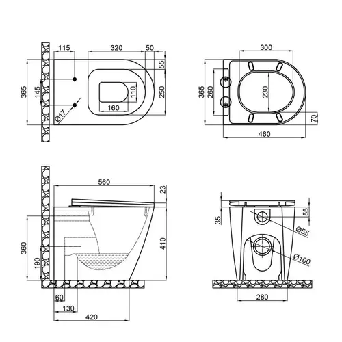 Унитаз напольный Qtap Swan безободковый с сиденьем Soft-close QT16223178W - PRORAB image-1