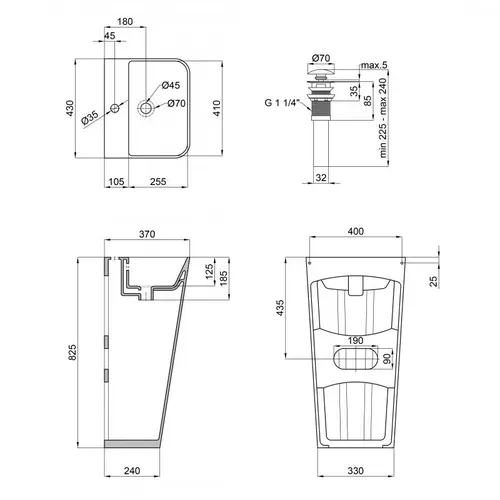 Раковина напольная моноблок Qtap Tern 440х380х830mm White с донным клапаном QT1711G302W - PRORAB image-1