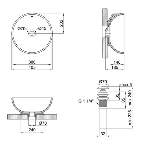 Раковина-чаша Qtap Robin 410х410х180 White с донным клапаном QT1311A004W - PRORAB image-1