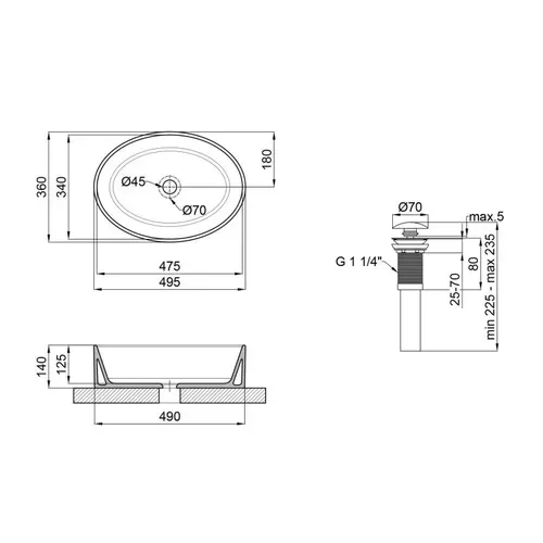 Раковина-чаша Qtap Kolibri 500x360x140 White с донным клапаном QT10113054W - PRORAB image-1